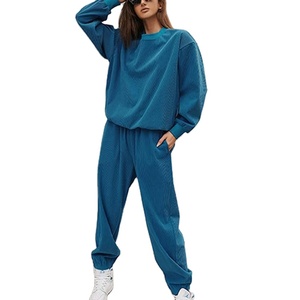 Conjunto de 2 piezas para mujer, pantalones holgados Retro de cintura alta de talla grande de algodón y lino sólido, traje informal para primavera y otoño para mujer - Product Image 3