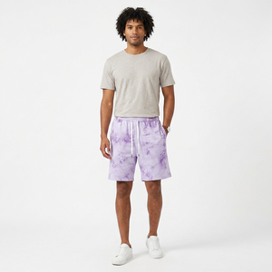 Shorts Morados Tie Dye para Hombre, Cintura Elástica, Casuales, Transpirables, Traje de Baño Corto, Tejido de Poliéster - Product Image 6