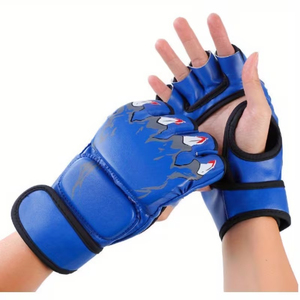 Gants de boxe en cuir noir pour adultes, gants d'entraînement MMA, sangle de poignet réglable, équipement d'arts martiaux antidérapant - Product Image 5