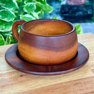 Handmade Wooden <b>Tea</b> <b>Cup</b> With Handle Round Shape Natural Finish Wabi Sabi Design For Afternoon <b>Tea</b> Home Use - Product Image 4