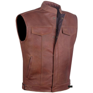 Chaleco de Cuero Estilo Vaquero para Hombre, Listo para la Aventura, con Ajuste Transpirable y Bolsillos Funcionales, Chaleco de Cuero Estilo Vaquero con OEM - Product Image 4