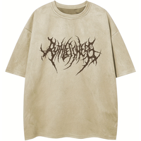 Camiseta de Hombre Nueva, Personalizada, Estilo Vintage, Lavado Ácido, Efecto Desgastado por el Sol, Tejido 100% Algodón, Corte Regular, Estilo Casual Urbano