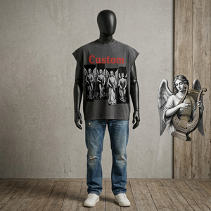 Glory Custom <b>Distressed</b> Acid Wash DTG Graphic Print Tank <b>Top</b> 100% Cotton Cropped Sleeveless T Shirt For Unisex Street Wear - Product Image 5