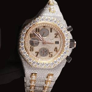 Reloj Hip Hop de Plata de Ley 925 de Primera Calidad con Diamantes de Moissanita, Caja Redonda y Características Multifuncionales Totalmente Adornadas - Product Image 1