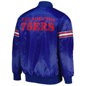 Veste universitaire personnalisée en satin bleu roi pour homme, veste bomber athlétique avec patchs, uniforme de baseball Letterman, vêtements de sport en gros - Product Image 3