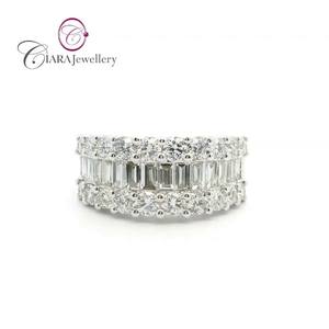 Nuevo clásico 18K AU750 oro blanco sólido redondo natural y anillo de diamantes Baguette para bodas fiestas aniversarios - Product Image 1