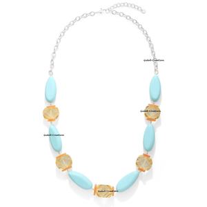 Collar de Moda para Mujer con Cuentas de Resina Azul Facetadas en Amarillo, Diseño Personalizado para Fiestas y Regalos - Product Image 1