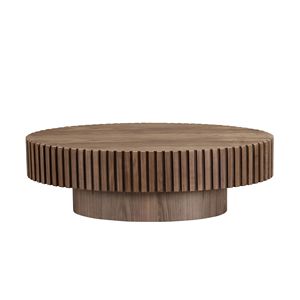 Tavolino da Caffè Moderno Artigianale a Forma di Tamburo da 43,7 Pollici per Soggiorno, Robusto Tavolino Ovale in Materiale PE - Product Image 4