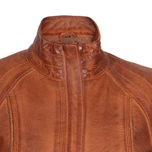 Brown Leather Biker Jacket Women Stylish Urban Slim Fit Breathable Knitted Canvas <b>Zipper</b> Classic Streetwear Casual Winter High - Product Image 3