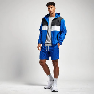 New Casual Sports Suit for Couples Winter Slim Fit Two-Piece Set New Color-Block Side Stripes Woven Weaving Windbreaker sets - Product Image 3