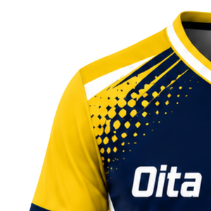 Custom Yellow Navy Blue Sublimated Volleyball Jersey Short Sleeve Athletic Team Wear Sports Shirt Competition Training Clothing - Product Image 3