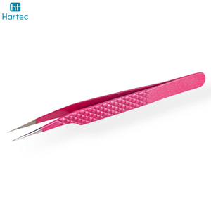 Wholesale Custom Logo Pink Textured Lash Tweezers Set High Precision Stainless Steel 90 Degree Volume & Isolation Tweezers - Product Image 3