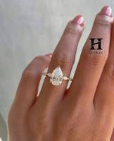 Anillo de Compromiso de Lujo con Diamante Cultivado en Laboratorio con Corte de Pera, Oro Rosa de 14K, Halo Oculto, Anillo de Boda con Diamantes en Forma de Marquesa y Pera