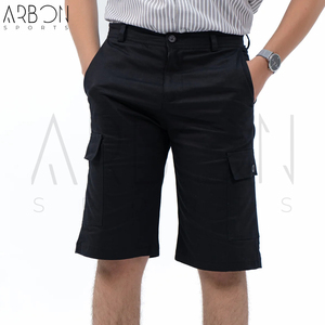 Shorts cargo en toile multi-poches noirs, entièrement personnalisables, fabriqués sur mesure, pour adultes, nouvelle collection 2026, produit tendance - Product Image 3