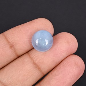 อะความารีนธรรมชาติ 6.3 กะรัต 12 มม. รูปทรงกลมแบบคาโบชอง พลอยเม็ดเดี่ยว - Product Image 2