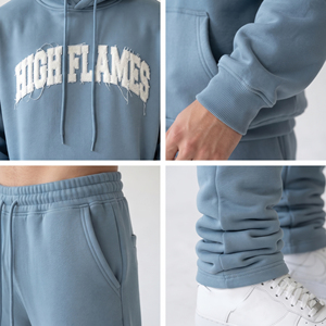 Conjunto Deportivo Personalizado con Bordado Desgastado, Sudadera con Capucha de Felpa 100% Algodón para Hombre, Pantalones Deportivos Gruesos para Invierno - Product Image 6