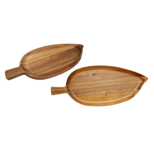 Bandejas de Madera Natural para Servir con Asas Acabadas, Diseño Moderno, Bandejas de Madera para Alimentos, Frutas y Bocadillos, No Tóxicas, Ecológicas y Duraderas - Product Image 2