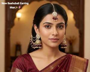 Bridal Ethnic Vintage Drop Earrings Alloy <b>Gold</b> Plating Third Party Certified Matching Maang Tikka Traditional Jewelry <b>Set</b> High - Product Image 2