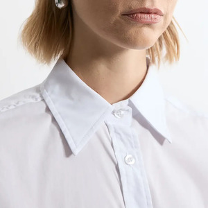 Camisa Clásica de Manga Larga para Mujer, Cuello Camisero, Color Sólido, Corte Regular, Blusa de Popelina de Algodón para Todas las Temporadas - Product Image 4