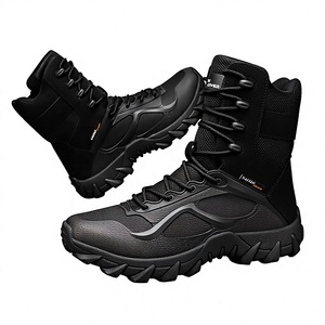 Botas de Senderismo Tácticas para Hombre, Parte Superior Sintética Negra, Forro de Malla, Suela de Goma Impermeable, Punta Cerrada, para Todas las Estaciones, Aire Libre - Product Image 1
