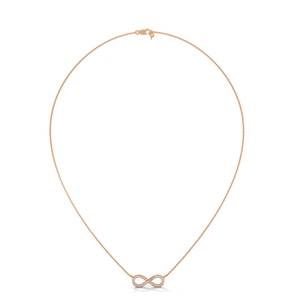 Collar de Oro Rosa con Cinco Diamantes Creados en Laboratorio, Joyería Fina, Diseño Minimalista de Barra, Elegante Regalo para Mujer, Colección - Product Image 3