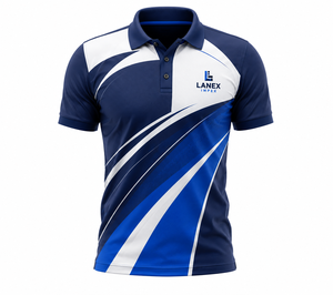 Polo personnalisé bleu et blanc pour homme, sublimation, séchage rapide, respirant, polyester, uniforme d'équipe de golf, logo personnalisé - Product Image 2