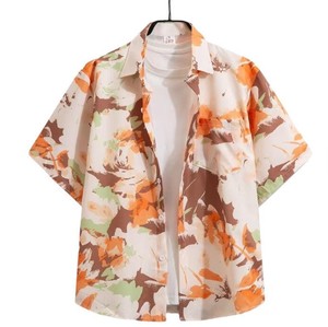 Camisa de manga corta con estampado floral para mujer, camisa holgada con botones y cuello vuelto, Top informal para primavera y verano - Product Image 3