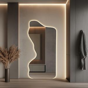 Miroir de maquillage LED Daystar Trade à ondes irrégulières, interrupteur tactile, lumière ambiante, design moderne décoratif mural, rétroéclairé - Product Image 2