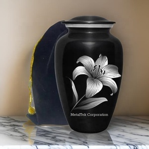 Lily Flower New Handcrafted White Cremation Urn Memorial Urns for Ashes <b>Thread</b> <b>Lock</b> Adult Funeral Decorative Urns Metal Jars - Product Image 6