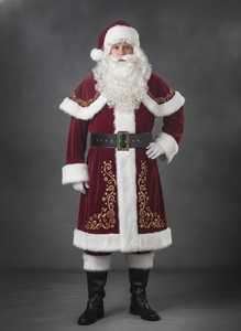 Costume de Père Noël en velours rouge avec bordure en fourrure blanche, barbe et chapeau pour homme adulte, accessoires de fête de Noël - Product Image 4