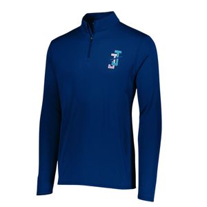 เสื้อพูลโอเวอร์สีน้ำเงินแบบซิป ¼ สำหรับผู้ชาย แขนยาว สวมใส่สบาย น้ำหนักเบา แฟชั่นลำลอง เหมาะสำหรับใส่ในชีวิตประจำวัน - Product Image 1