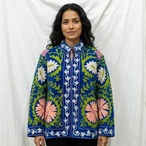 เสื้อแจ็คเก็ตกำมะหยี่สำหรับผู้หญิง/เสื้อแจ็คเก็ตวาร์ซิตี้  คอจีน  งานปักมือ  โลโก้สั่งทำพิเศษ  สำหรับฤดูใบไม้ร่วง - Product Image 2