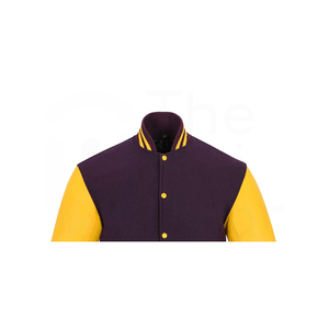 เสื้อแจ็คเก็ตวาร์ซิตี้สีม่วงเหลืองสำหรับผู้ชาย สไตล์พรีปปี้ คอตั้ง ทรงปกติ ผ้าฝ้ายผสมโพลีเอสเตอร์ ปิดด้วยกระดุม เหมาะสำหรับฤดูใบไม้ร่วง - Product Image 5