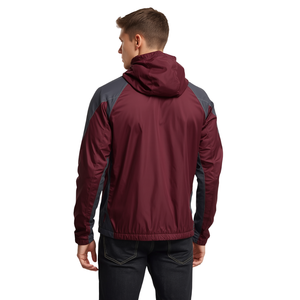 Wholesale <b>Men's</b> Burgundy <b>Lightweight</b> Windbreaker <b>Jacket</b> Water Resistant Hooded Casual Outdoor Fashion Wear - Product Image 4