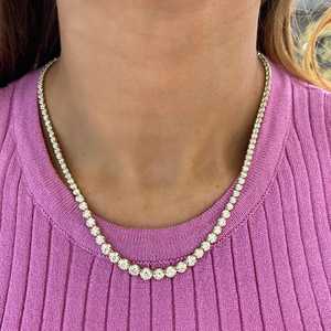 Graduated Diamond Tennis Necklace 14K Solid Gold Round Cut Lab Grown 18in Length Riviera Classic Box Clasp <b>Choker</b> Luxury <b>Chokers</b> - Product Image 4