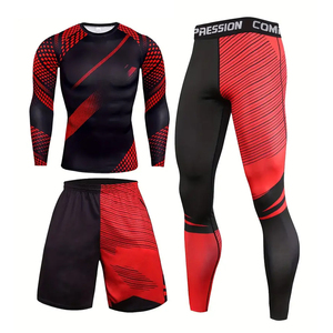 Latest Product Compression Set Long Sleeve Pants & <b>Shorts</b> with Colorful Prints Ideal For Outdoor & Training Gym & Fitness Gear - Product Image 1