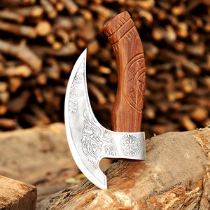 Cuchillo para Pizza Vikingo Industrial Forjado a Mano - Hoja de Acero al Carbono, Mango de Madera de Fresno, Funda de Cuero, Personalizado OEM/ODM, Venta al por Mayor - Product Image 6