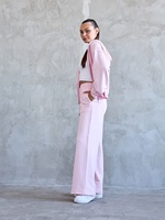 Ensemble 2 pièces pour femme : Sweat à capuche court zippé et pantalon de survêtement large en molleton uni, extensible, respirant, écologique, style streetwear d'été