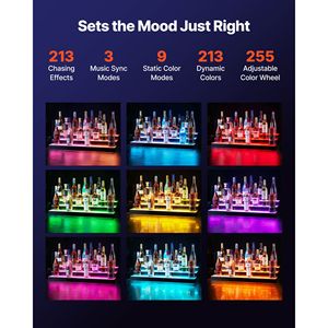 Espositore per Bottiglie di Liquori a 3 Livelli in Acrilico con Illuminazione LED, 30 Pollici, Controllato da Telecomando RF e App, Scaffale per Bar Domestico - Product Image 2
