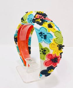 Diadema de Tela con Cuentas Bordadas de la India, Artesanía Md, Diadema Multicolor para Mujeres y Niñas - Product Image 3