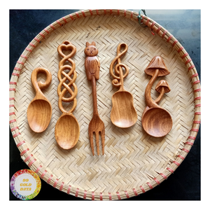 Cuchara de madera tallada a mano con forma de corazón, cuchara de madera Doussie para té y café, herramienta multiusos de madera con forma de hongo, cuchara infusora de té con forma de hongo - Product Image 3