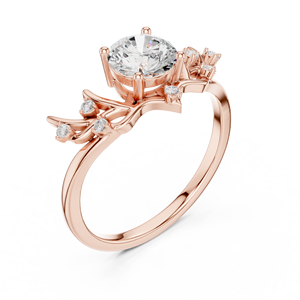 Luxury Trendy IGI Certified Rose Gold Plated Round Cut Lab Grown Diamond Leaf <b>Branch</b> Engagement Ring Fine Jewelry for Women - Product Image 2