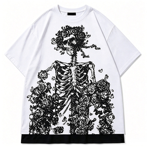 Camiseta Punk Gótica con Estampado Digital de Calavera, Ajuste Regular, Tejido de Punto, Estilo Urbano, Antiarrugas, Transpirable, de Secado Rápido, 300 Gramos - Product Image 5