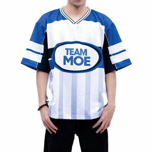 เสื้อฟุตบอลอเมริกันลายทางผ้าตาข่ายสำหรับผู้ชายสุดเทรนดี้ ชุดทีมแบบกำหนดเอง เสื้อซ้อมระบายอากาศดี ผู้ผลิตเสื้อแบบขายส่งพร้อมรับผลิตแบรนด์ส่วนตัว - Product Image 1