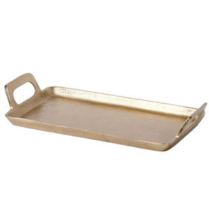 Modern Metal Aluminum <b>Serving</b> <b>Tray</b> With Handle Tea Coffee And Snacks <b>Serving</b> <b>Tray</b> <b>Gold</b> Plated Handcrafted Hotels Supplies - Product Image 1