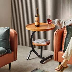 Mesa Auxiliar de Metal y Madera Tradicional, Duradera y Ecológica para Espacios Comerciales Interiores, Salas de Estar y Servicio de Café - Product Image 1