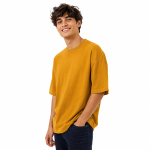 Camiseta de Algodón de <span class=keywords><strong>Color</strong></span> Sólido Extra Grande para <span class=keywords><strong>Hombre</strong></span>, Manga Corta, Cuello Redondo, Estilo Informal, Tejido de Punto <span class=keywords><strong>Jersey</strong></span>, Corte Regular, Amarillo <span class=keywords><strong>Mostaza</strong></span> - Product Image 1