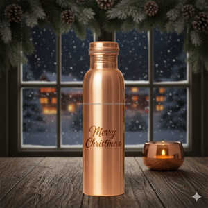 Bouteille d'eau en cuivre pur de 32 oz bouteille personnalisée en cuivre gravé joyeux noël, cadeau écologique - Product Image 5