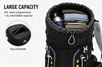 40L(35+5) Ransel Hiking Camping Tahan Air dengan Rangka Eksternal, Penutup Hujan, Tas Punggung Profesional untuk Olahraga Luar Ruangan, Perjalanan, dan Aktivitas Sehari-hari, Bahan Nilon Nasional