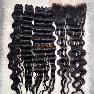 Extensions de cheveux humains ondulés profonds, qualité Remy vietnamienne, double trame, grade 12A, super lisses et doux - Product Image 4